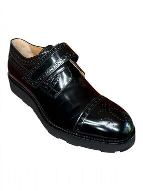 Hermes Black Tuscan Calfskin Leather Brogue Loafer EU 39.5 Shoes